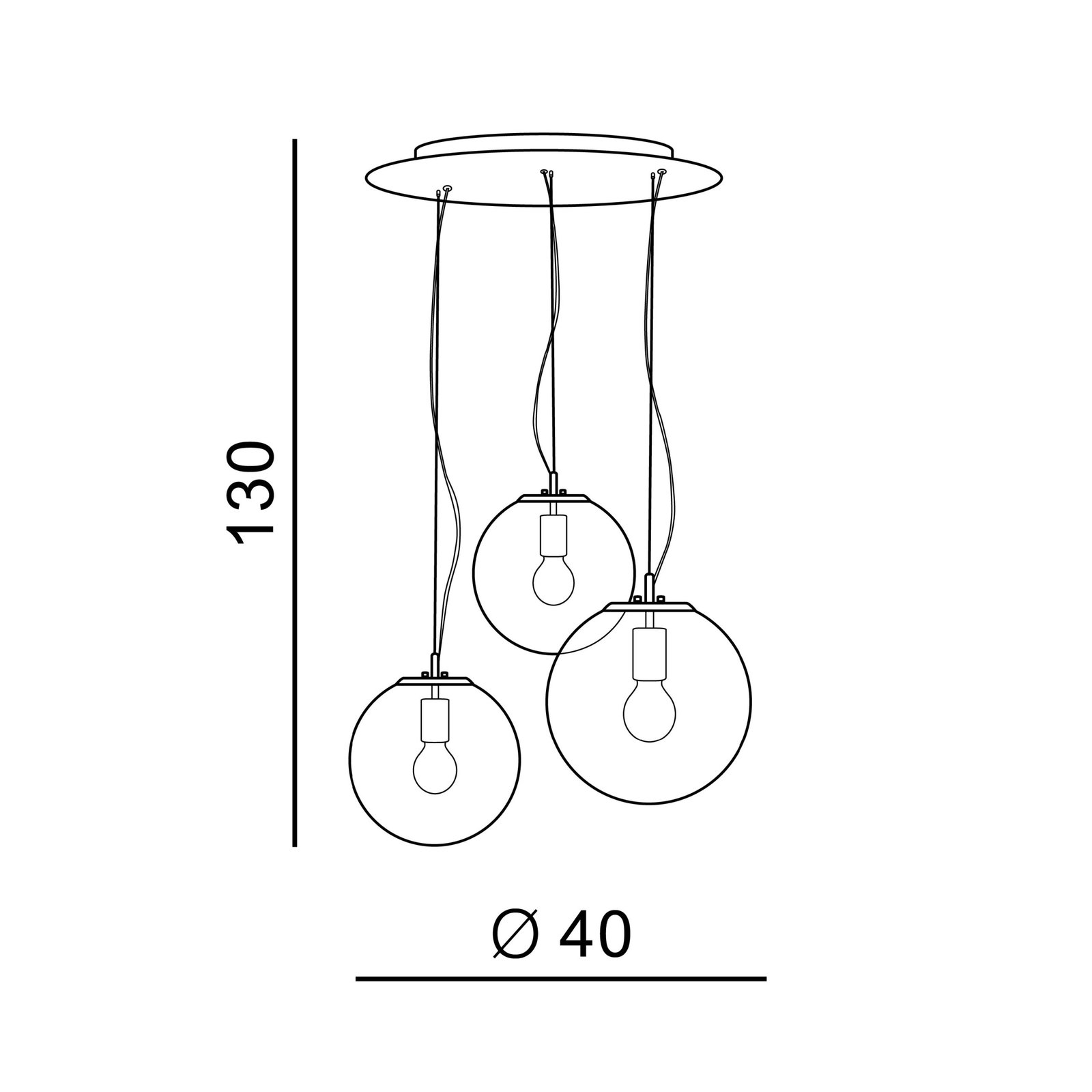 Lampa wisząca IRIS 3 CHROME - Wymiary