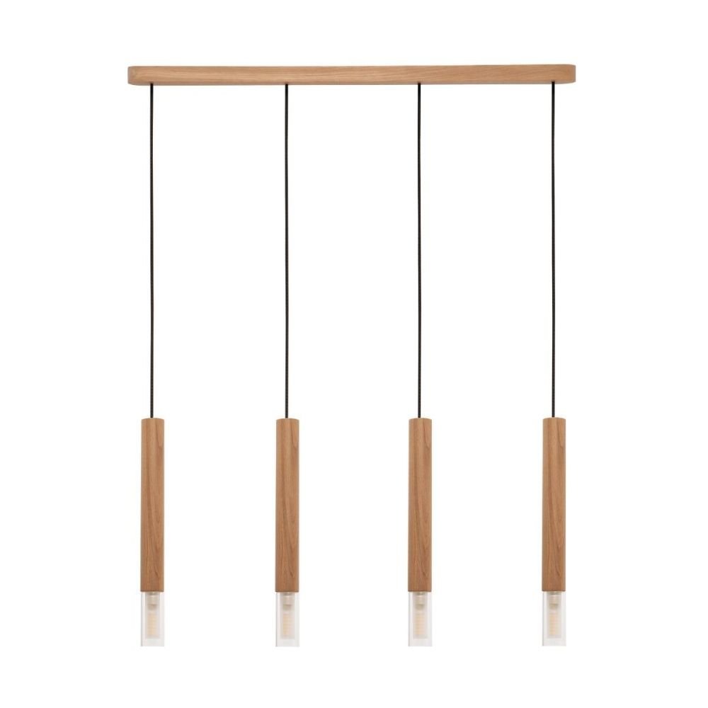 Lampa wisząca nad stół na 4 żarówki MADERA – drewniane tuby